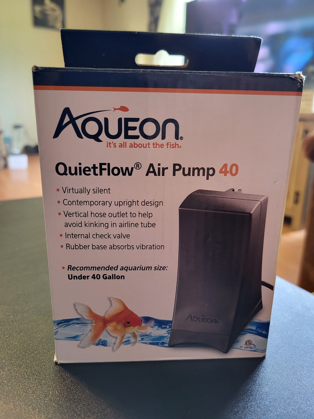 Aqueon QuietFlow Air Pump 40 - Black/Orange Accents